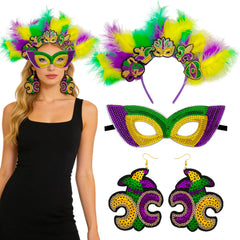DWHXLSS bandeau Mardi Gras avec fleur-de-lis, parfait pour compléter une tenue festive.