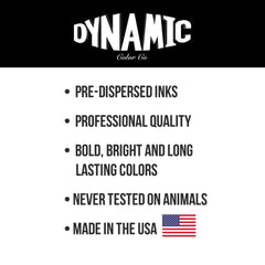 Application sur peau avec l'encre noire Dynamic Color Co, polyvalente et fluide.