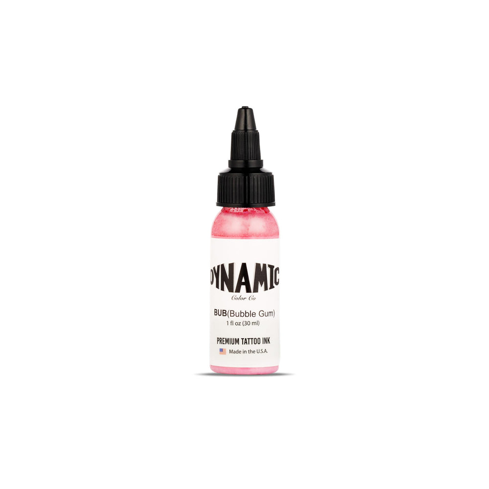 Dynamic Color Co Encre Tatouage Bubble Gum, bouteille 29 ml prête au travail en studio.