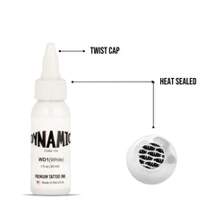 Dynamic Color Co: encre pré-dispersée blanche, flux fluide pour les détails précis.