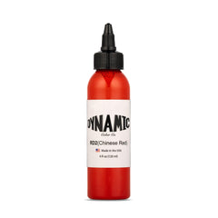 Encre tatouage Dynamic Color Co rouge chinois, bouteille 4 oz, couleur riche et prête à l’emploi.