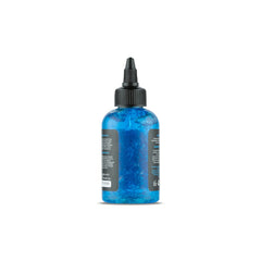 Gel bleu vif améliorant la visibilité du pochoir lors du tatouage.