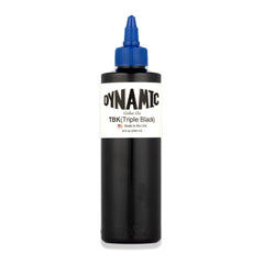 Dynamic Color Co Triple Black Ink Bottle 8oz, bouteille claire démontrant l'encre noire riche