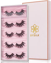 Cils faux DYSILK, pack 5 paires, effet vison naturel et volumineux.