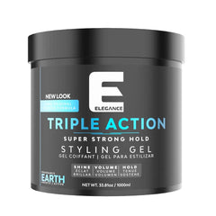 E Elegance Earth Fragrance hair gel bottle showing strong hold and premium scent.
