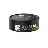 Pommade Elegance: pot transparent fixe durablement la coiffure sans résidu.