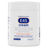 Crème hydratante E45 dans le pot 500 g, soin quotidien peau sèche