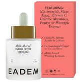 EADEM Milk Marvel Sérum : bouteille élégante prête pour cibler les taches.