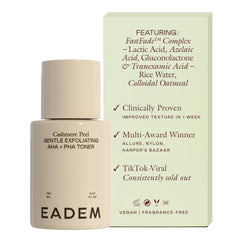 EADEM Cashmere Peel Toner flacon lait de riz et hydratation légère.