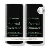 Each & Every déodorant Coco & Lime duo-pack pour une fraîcheur durable.