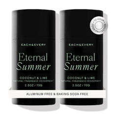 Each & Every déodorant Coco & Lime duo-pack pour une fraîcheur durable.