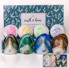 Earth & Home Savon Pierre Vert Jade — galet parfumé, hydratant et décoratif pour la salle de bains.