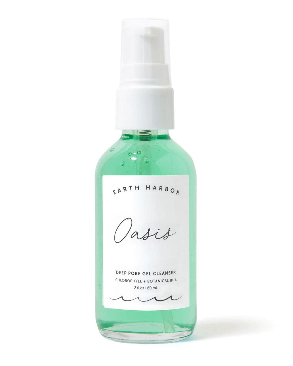 Earth Harbor Oasis Deep Pore Gel Cleanser — bouteille élégante purifiante pour la peau.