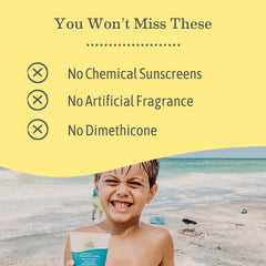 Earth Mama Uber-Sensitive Sunscreen Lotion used by family on a sunny day shows easy application.