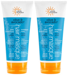 Earth Science Masque capillaire Olive et Avocat, nutrition intense pour cheveux secs.
