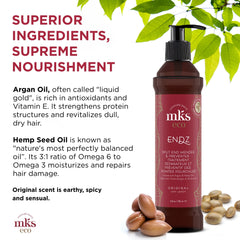 Earthly Body MKS Eco Endz huile argan, nourrissante pour l'éclat des cheveux.