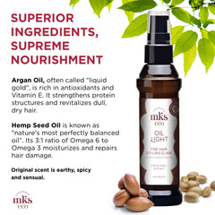 Earthly Body MKS Eco Hair Elixir – application sur pointes, douceur et brillance.