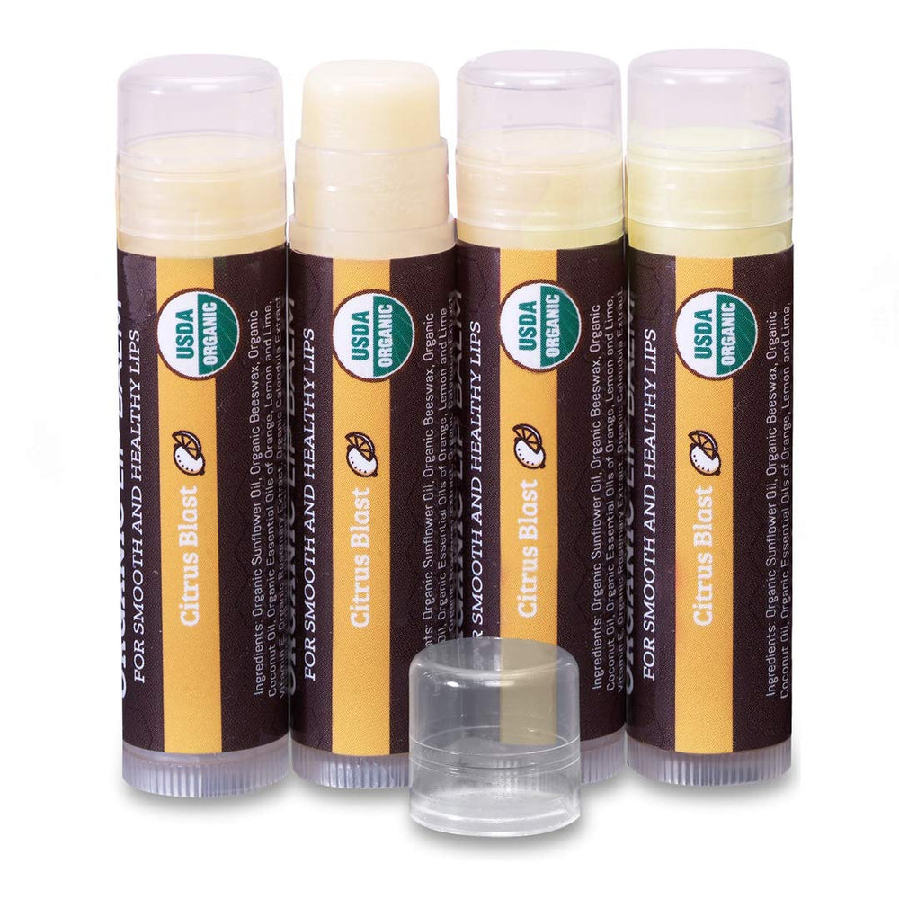 Earth’s Daughter baume à lèvres, coffret saveur agrumes, hydratation durable pour lèvres sèches.