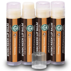 Earth's Daughter baume lèvres SPF15 goût coco, ensemble de 4 pour la famille.