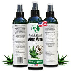 Gel d’aloe Earth’s Daughter en bouteille, hydratant et naturel pour visage et corps.