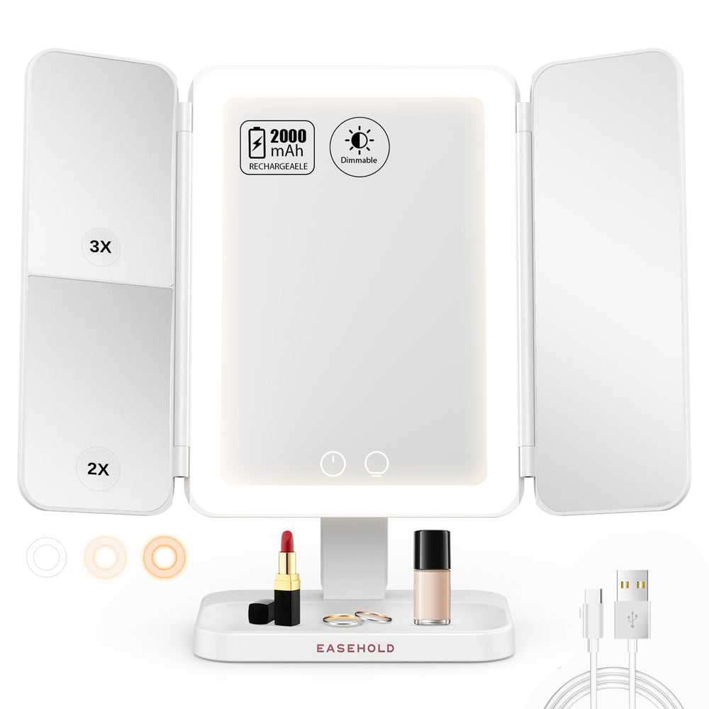 Miroir EASEHOLD avec grossissement 3x pour détails précis du maquillage.