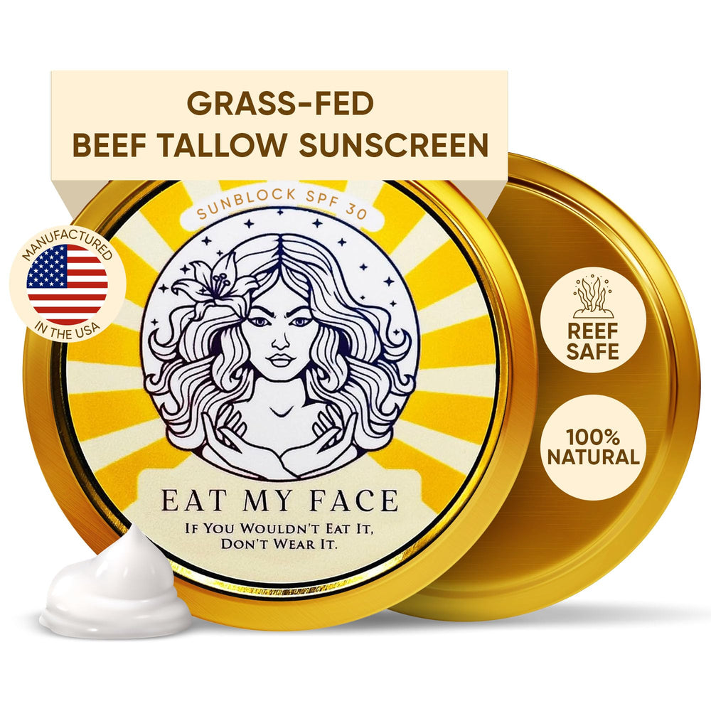 Eat My Face crème solaire au beef tallow dans une bouteille pratique.