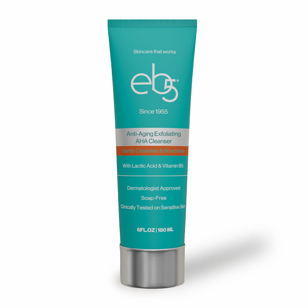 eb5 Lotion Exfoliante AHA: bouteille pour peau lumineuse et hydratée.