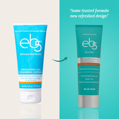 eb5 Lotion Exfoliante AHA: texture crème douce révélant une peau lisse.