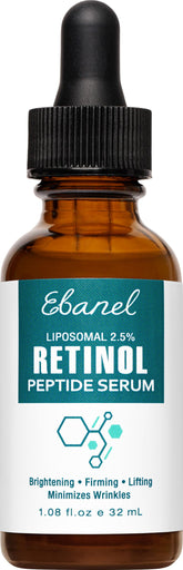 Ebanel retinol serum bottle close-up shows premium formula for smoother, even-toned skin