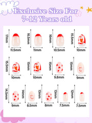 EBANKU ongles enfants — tailles variées faciles à assortir cœur rouge