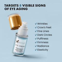 Crème yeux Eclat Skincare, texture soyeuse prête à l’emploi.