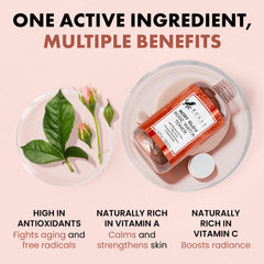 Éclat Skincare tonique rose, antioxydants naturels pour un teint lumineux.