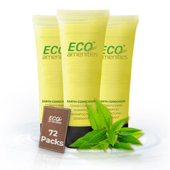 Bouteille shampoing mini bouchon clapet Eco Amenities, pratique pour bagages et suites d'hôtel.