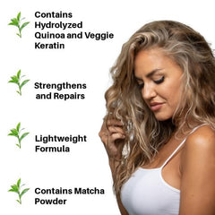 Texture légère et nourrissante d Eclos Matcha Boost sur cheveux fins.