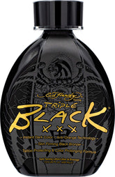 ED HARDY Black XXX Lotion – bouteille montrant un teint profond potentiel et durable