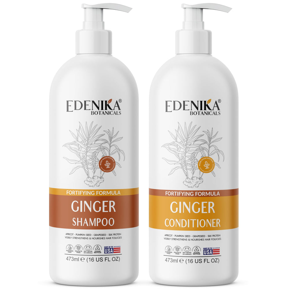 EDENIKA BOTANICALS Shampoing Gingembre – bouteille élégante pour cheveux plus forts et nourris
