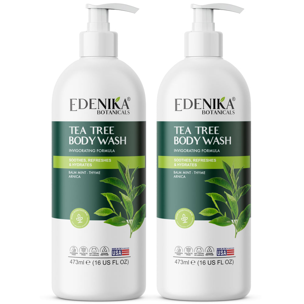 EDENIKA BOTANICALS Tea Tree Oil Body Wash bottle front for a refreshing cleanse.