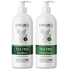 EDENIKA BOTANICALS Shampooing Tea Tree—flacon recto, soin apaisant pour cuir chevelu