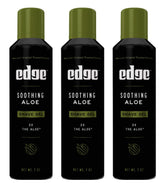 Edge Soothing Aloe Shave Gel bottle front highlighting comforting hydration for sensitive skin.