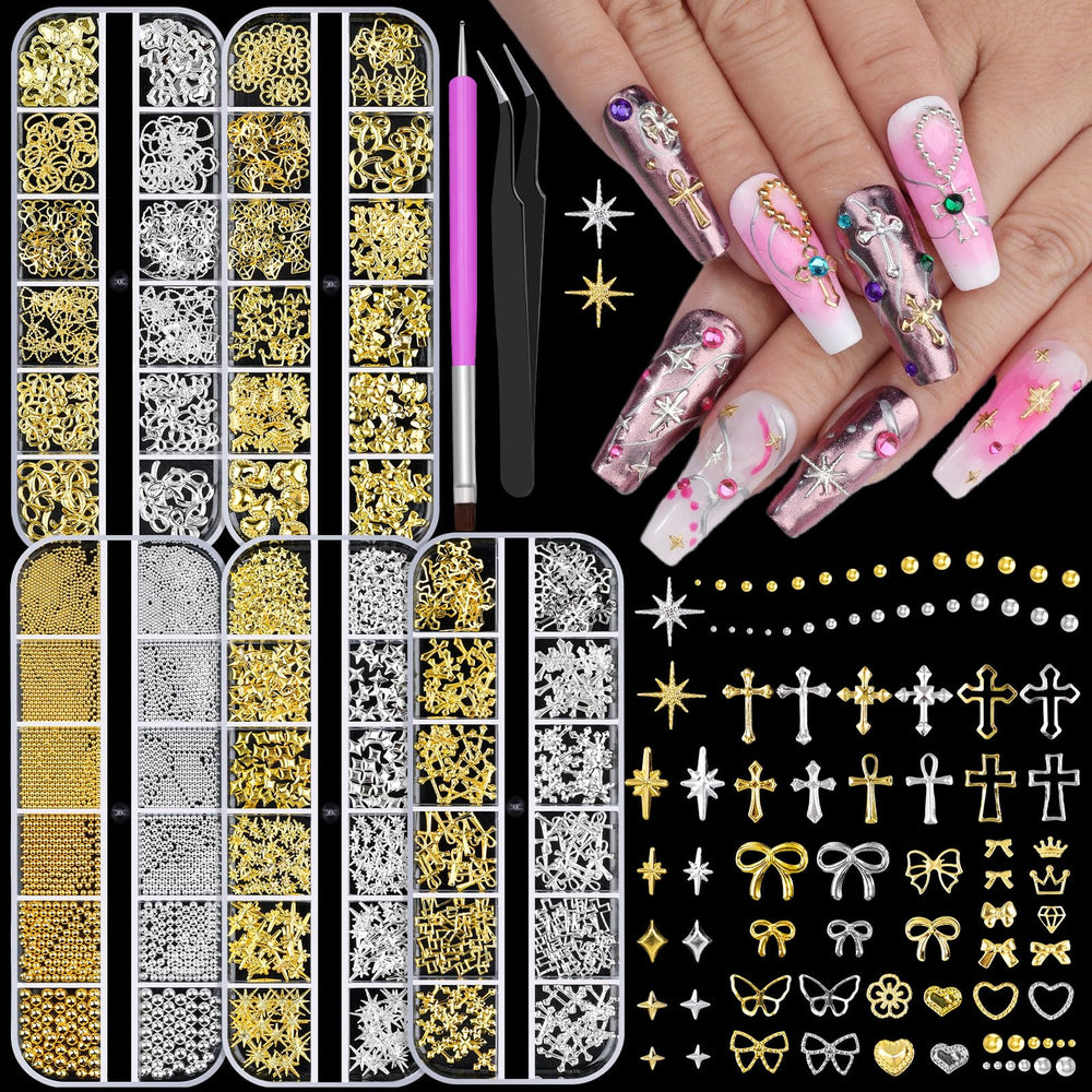Charms ongles editTime 3D croix et étoile pour un style nail art moderne