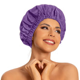 Edoneery bonnet de douche lavande grand format pour cheveux longs, garde au sec.