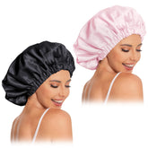 Edoneery bonnet satin premier plan, protection douce pour les cheveux pendant le sommeil.