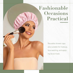 Edoneery chapeau-douche elasticite rose noir, maintien sûr et durable.