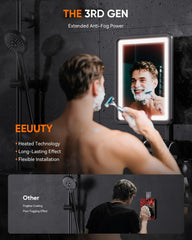 eeuuty Miroir Douche Chauffant Gen 3 avec porte-rasoir, rangement pratique.