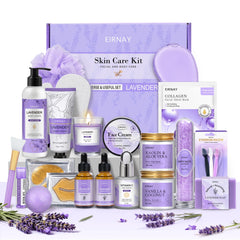 Coffret EIRNAY soin visage et corps avec parfum lavande apaisant.