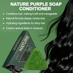 Shampoing solide ekxzvg Nature Triangle avec filet moussant, rinçage léger.