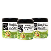 Elasta QP Olive Oil Mango Butter Glaze 3-pack bottle for defined curls and silky shine.