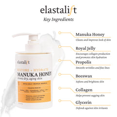 Crème Elastalift Miel Manuka – texture corps-lotion pour nourrir la peau sèche.