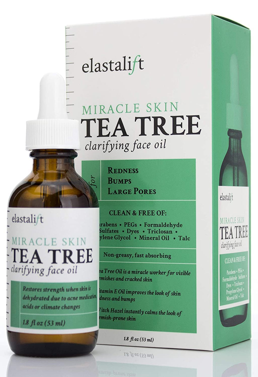 Elastalift huile arbre à thé visage bouton : action ciblée sur les rougeurs et les imperfections.