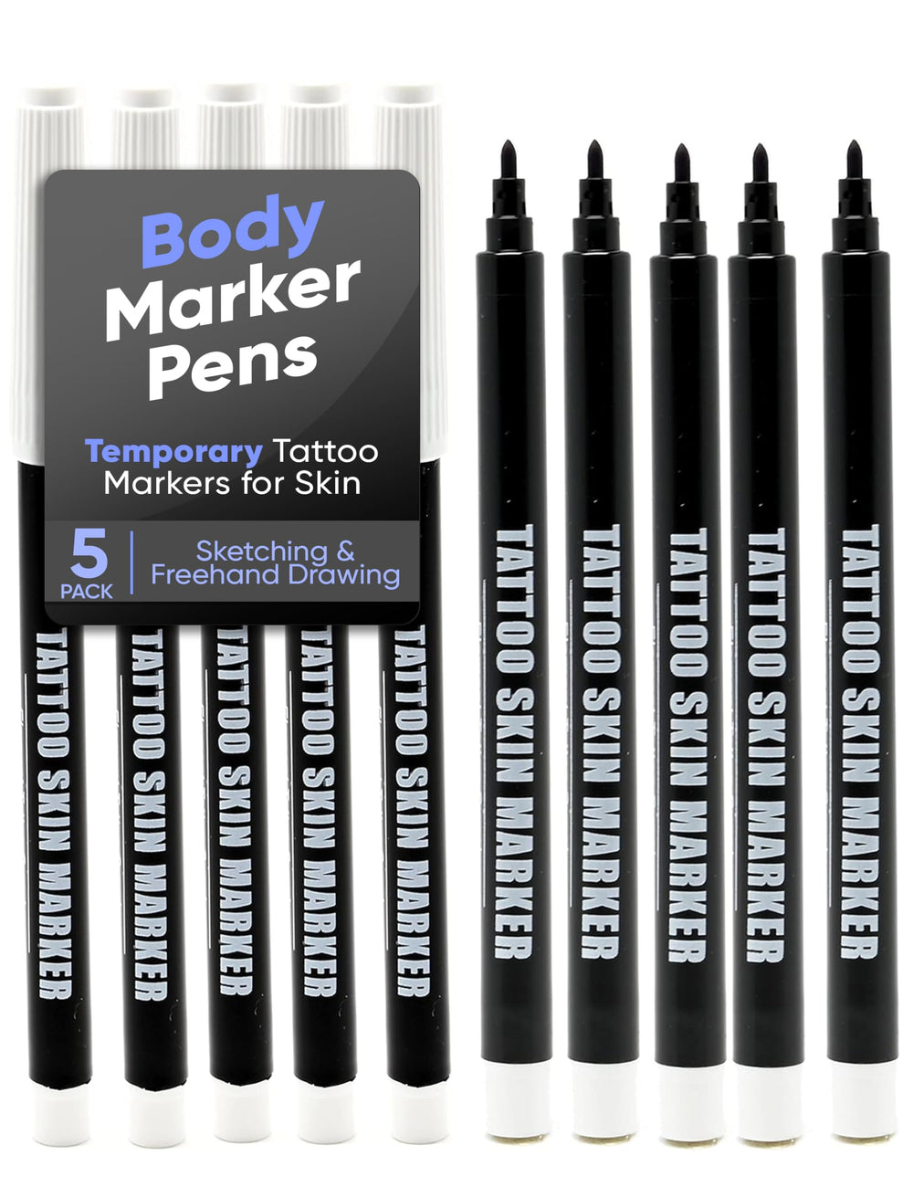 Stylo marqueur Element Tattoo Supply violet à pointe épaisse pour tracés nets sur peau.